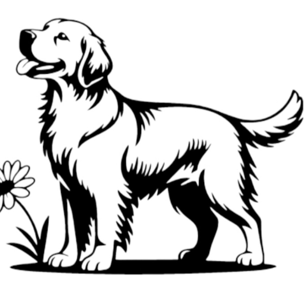 Classic Black & White Dog Illustration Art Print for Pets Lovers